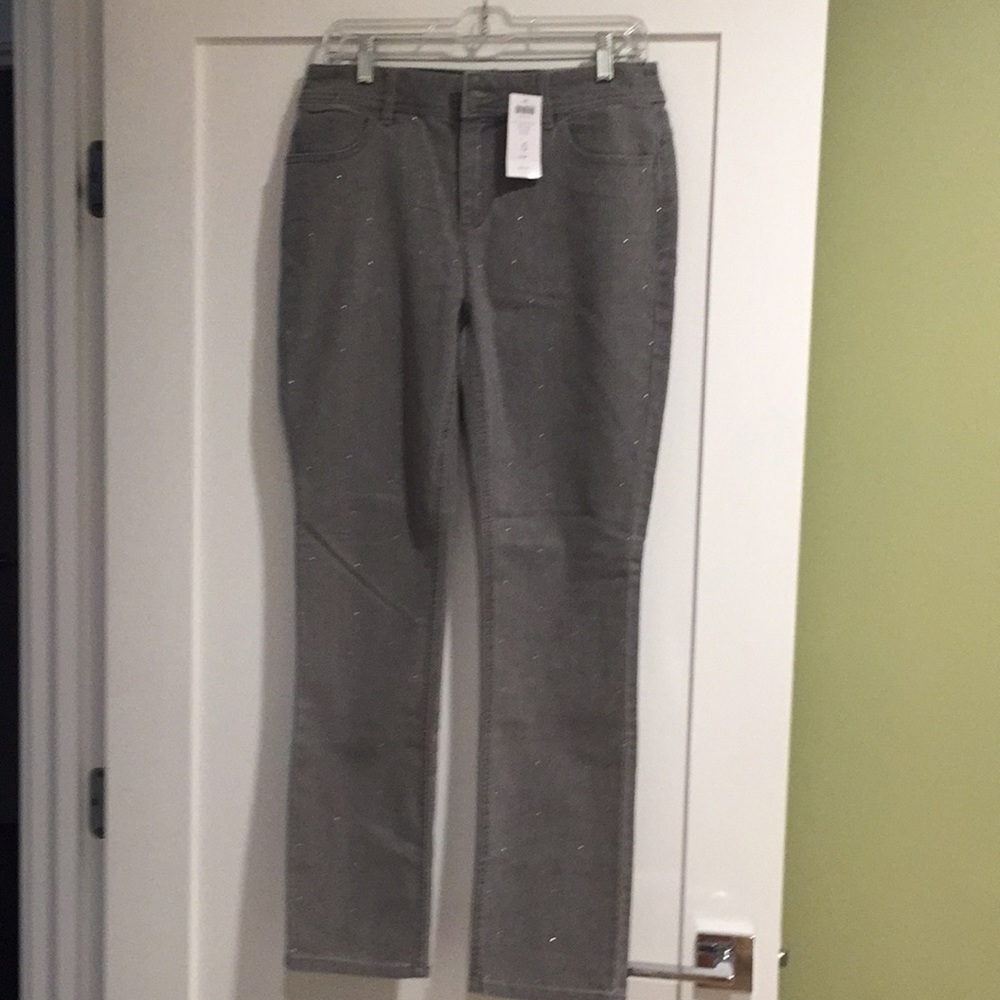 Chico’s Grey Skinny Jeans w/ Rhinestones .5 - Picture 1 of 4